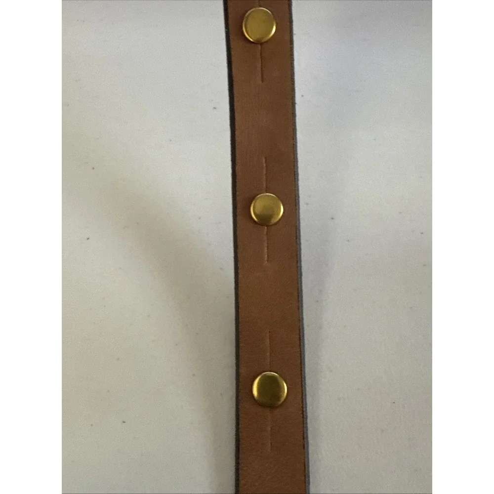 Fossil Brown Leather Belt Womens Medium Antique Brass Buckle Brown 1